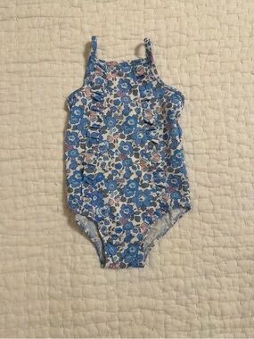 Blue Floral Ruffle One-Piece Swimsuit